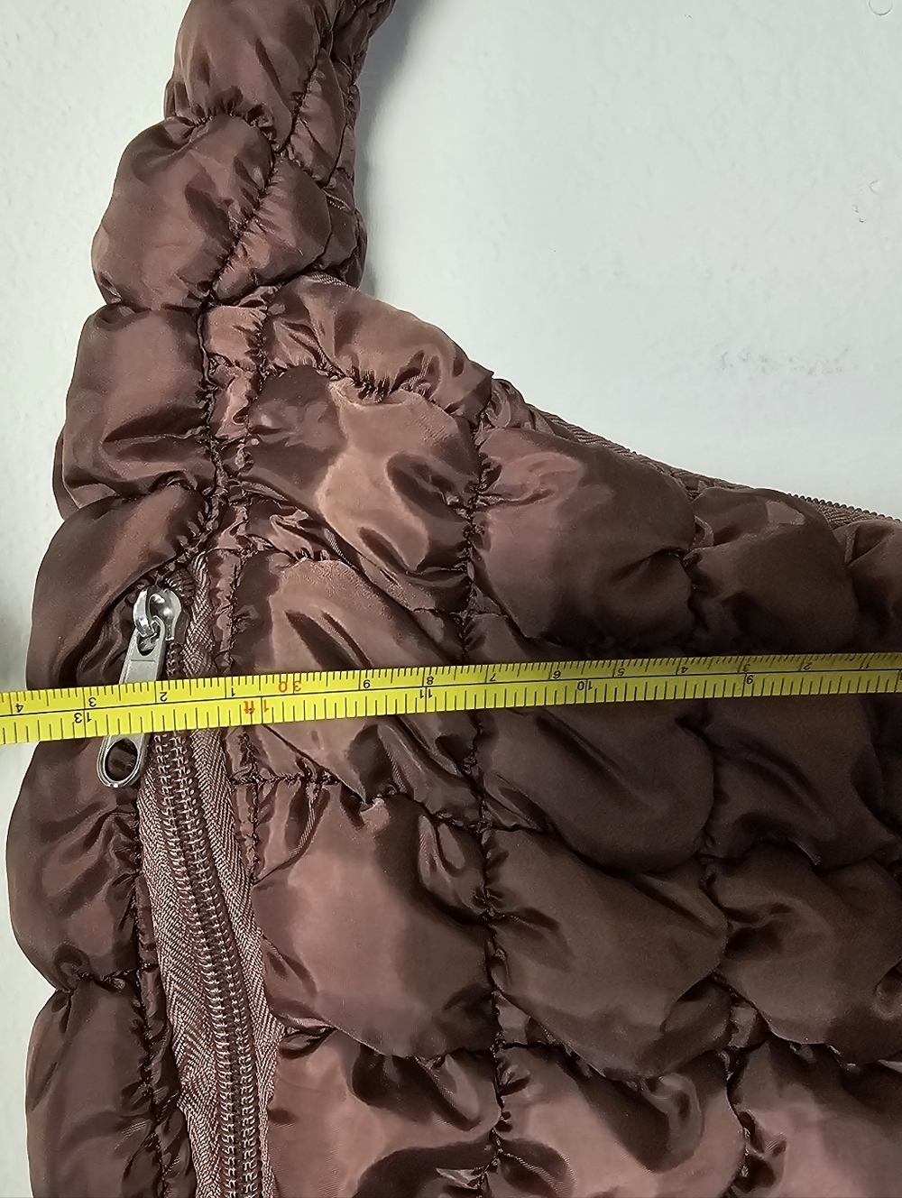 Quilted Crescent Shoulder Bag in Chocolate Brown - Picture 7 of 10